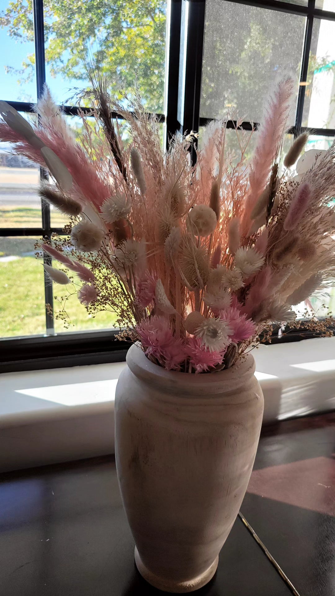 XL pink wildflower bouquet with vase-Pampas B