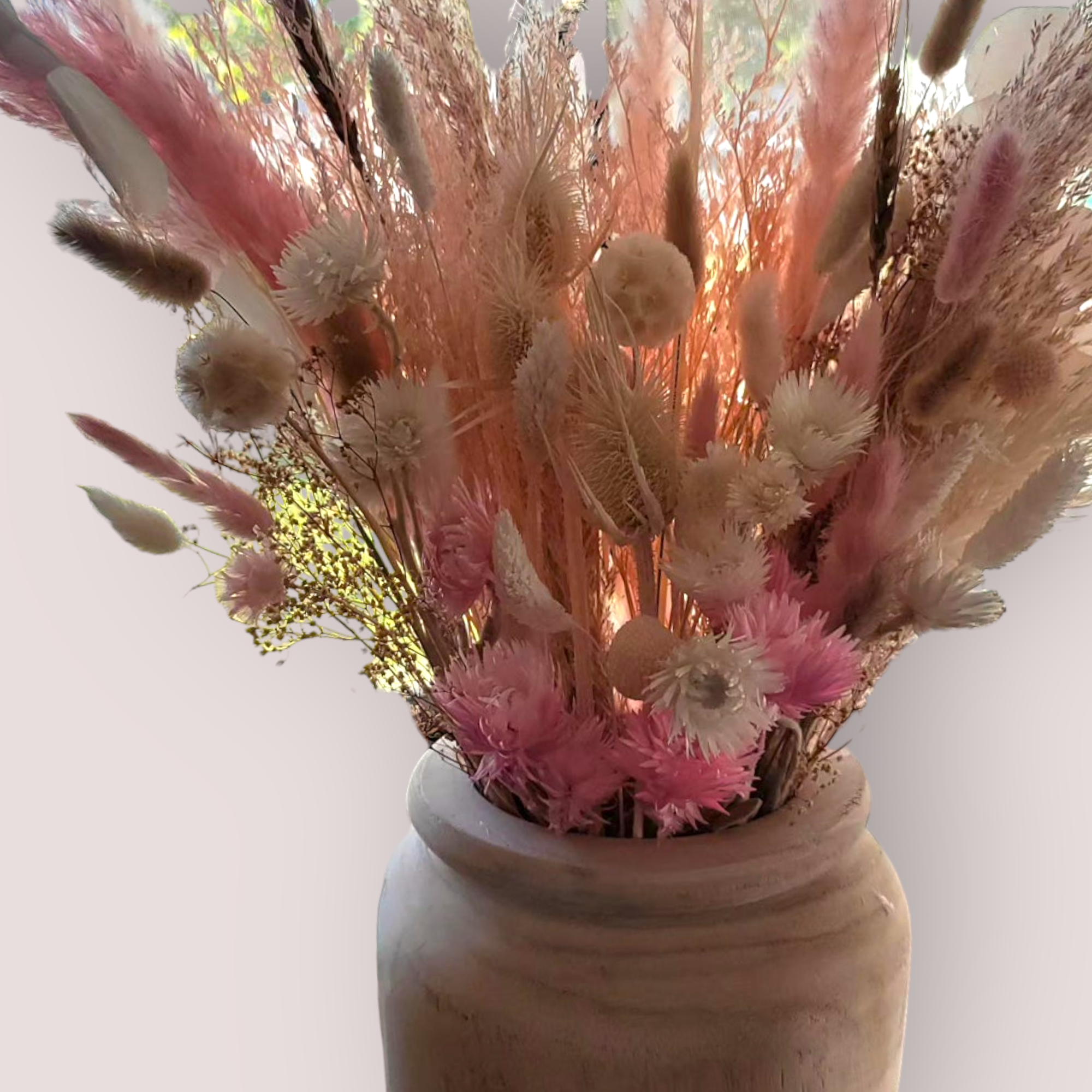 XL pink wildflower bouquet with vase-Pampas B