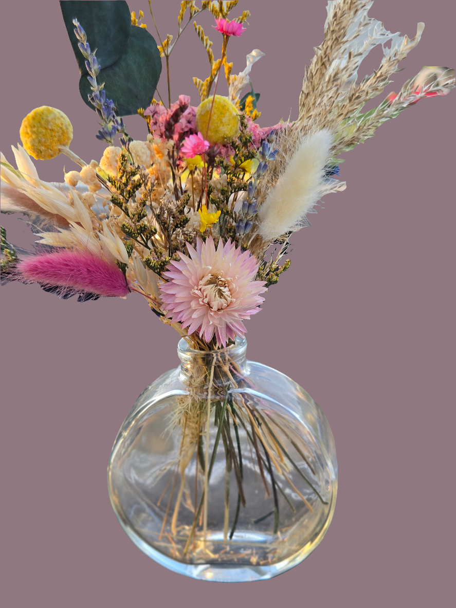 Wildflower Spring Mini with circle bud vase-Pampas B