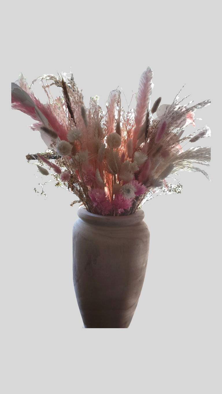 XL pink wildflower bouquet with vase-Pampas B